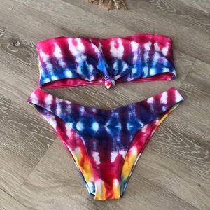 Tie Dye Bandeau High Rise Bikini